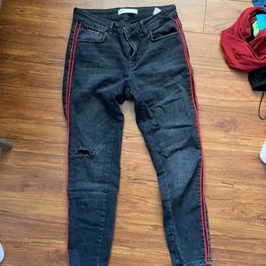 Black+ red Zara skinny jeans